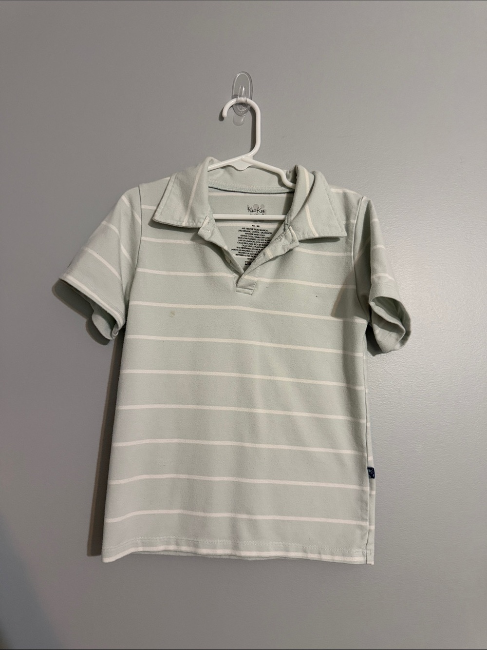 Kids Polo Shirt - Light Sage Stripe